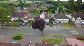 Drone flying over house