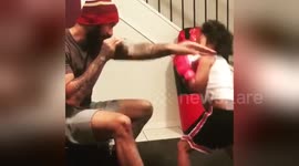 Talented five-year-old boxer trains with her father
