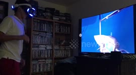 Foreign exchange student tries VR for the first time