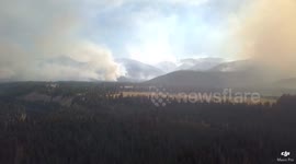 Aerial views of huge fire in Montana