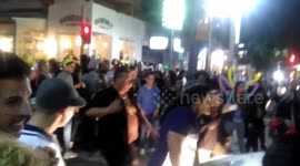 Crazy Man Blocking out Cars in Street Funny