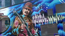 Musician Santana portrayed on a coach