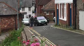 Kerbside row between man and driver of car in Lewes, East Sussex