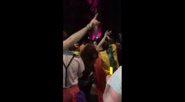 Crowd sing a long after pride featival