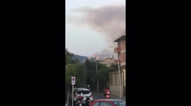 Fire on tuscany hill in Italy