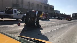 Two vehicles on their sides after bad crash in LA