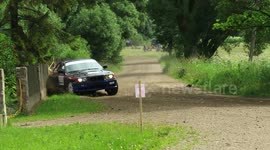 BMW hits fence during Lithuanian rally stage