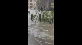 Streets flooded in Hong Kong from Typhoon Hato