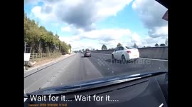 M5 motorway. UK idiot driver crashes...