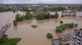 Serbia floods aerial video