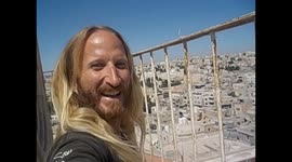 Jordania. Jordan. Madaba (1) John the Baptist catholic church. Bell tower views. Campanario. 2016