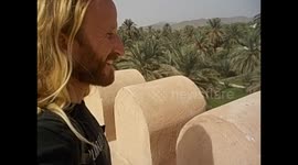 Oman. Nizwa. Palm grove and fort from the roof of the castle. 2016