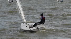 Sailing competition, Windsurf Catamaran laser, here is what happened...