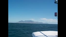 South Africa. Ciudad del Cabo. Cape Town. Robben Island. Table Mountain views from boat. 2016