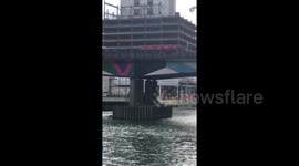 Newsflare Edit - Man on track in Canary Wharf causes delay on DLR in London 1