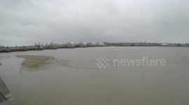 The annual full tide test closure of the Thames Barrier