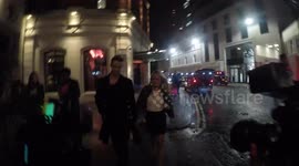 Ella Willis playfully hits her friend as she arrives At The Vin and Omi show