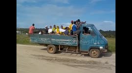Madagascar. Sainte Marie island. 2015 Propaganda lorries for elections