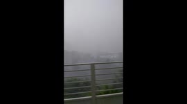 Tornado in Brickell during the Hurricane Irma, with a transformer exploding