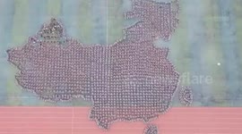 Freshmen stand together to form map of China during military training