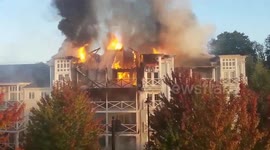Firemen tackle huge blaze in Kent, UK
