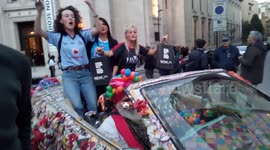Irish celebrate Dublin v Mayo dancing in a crazy decorative  car