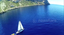 Drone video Ibiza sailing es vedra