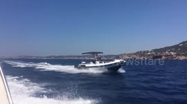 Fast rib speedboat on sea ibiza