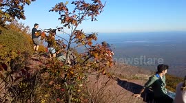 At the Top of the world on Mt. Overlook hiking trail in Woodstock, NY