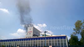 Smoke rises from Buenavista Plaza in Mexico City