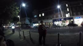 Amber Dowding arrives and departs the Keeping up with the Kardashians TV show 10th anniversary special screening