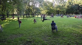 Amazing slack liner at Mount Royal Park, Montreal, Quebec