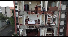 MEXICO QUAKE: Drone video shows tower block with missing front wall