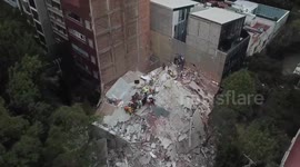 Drone footage shows collapsed building in Mexico City