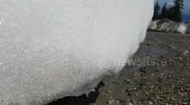 Ice melting on top of the mountain