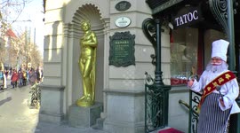 An under-dressed statue in freezing  minus 27C in Harbin,China
