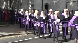 JUDGES LEAVE WESTMINSTER ABBEY AFTER JUDGES ANNUAL SERVICE