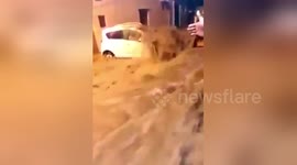 Terrified driver stranded in Hyderabad flash flood
