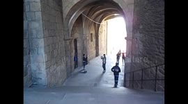 España. Spain. Galicia. Santiago de Compostela. Camino de Santiago. The way. Cathedral. Obradoiro square.. 2015-10-13