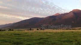 Sunset on farm in Montana, USA
