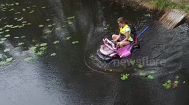 Girl, 11, builds amphibious vehicle from old toy car