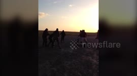 masked hunt saboteurs armed with iron bars viciously attacking and knocking out a huntsmaster.