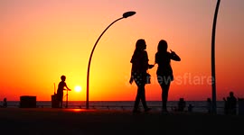 Tel Aviv Port boardwalk at dusk, Israel