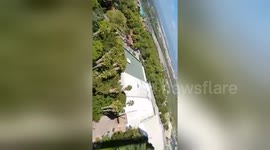 Newsflare Edit - Roler coaster ride in Barcelona. High ride