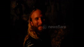 Guatemala. Lanquín. Cave and bats. Grutas, salida de murciélagos al anochecer. 2014