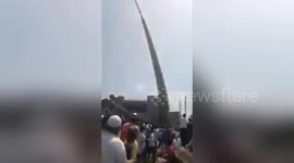 Devotees run as incredibly tall ‘tazia’ tower collapses