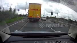 BMW crashed into a traffic light pole, heavily damaged, looks written off.