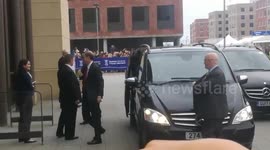 Hillary Clinton is booed as she arrives at Swansea University