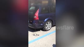 Incredible moment a car MELTED in the sun during 100F heatwave in Italy