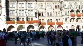 Celtic fans have taken over Marienplatz in Munich